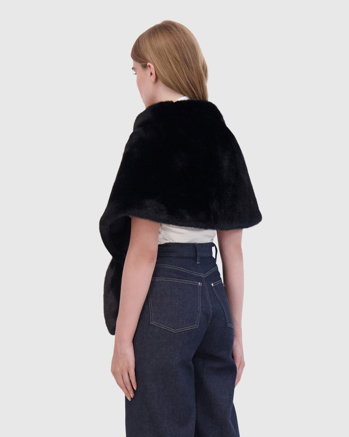 FUR-FREE MINK (FAUX FUR) STOLE - BLACK