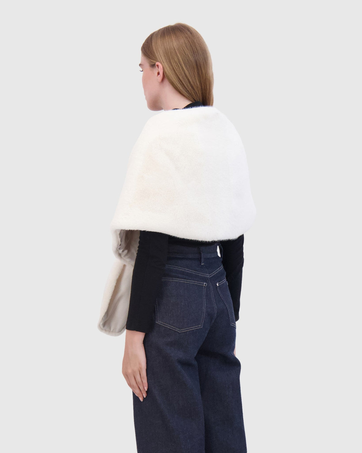 FUR-FREE MINK (FAUX FUR) STOLE - WHITE