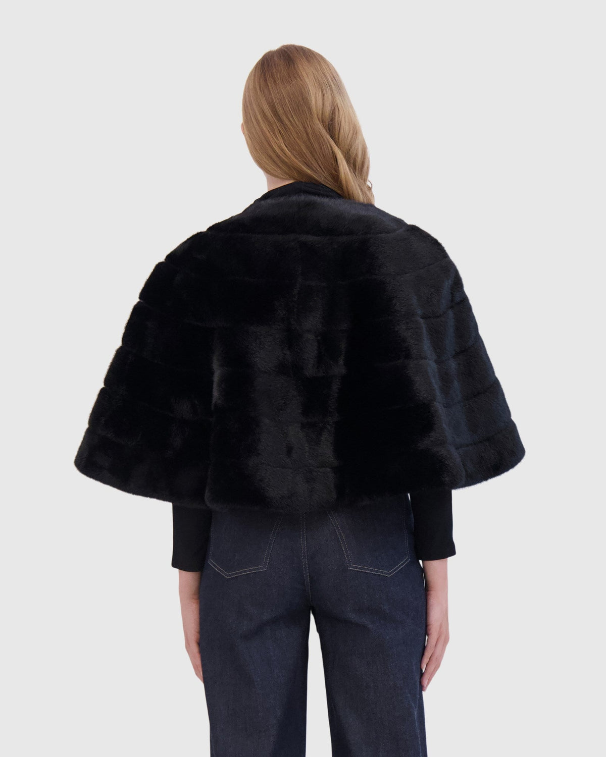 FUR-FREE MINK (FAUX FUR) STOLE - BLACK