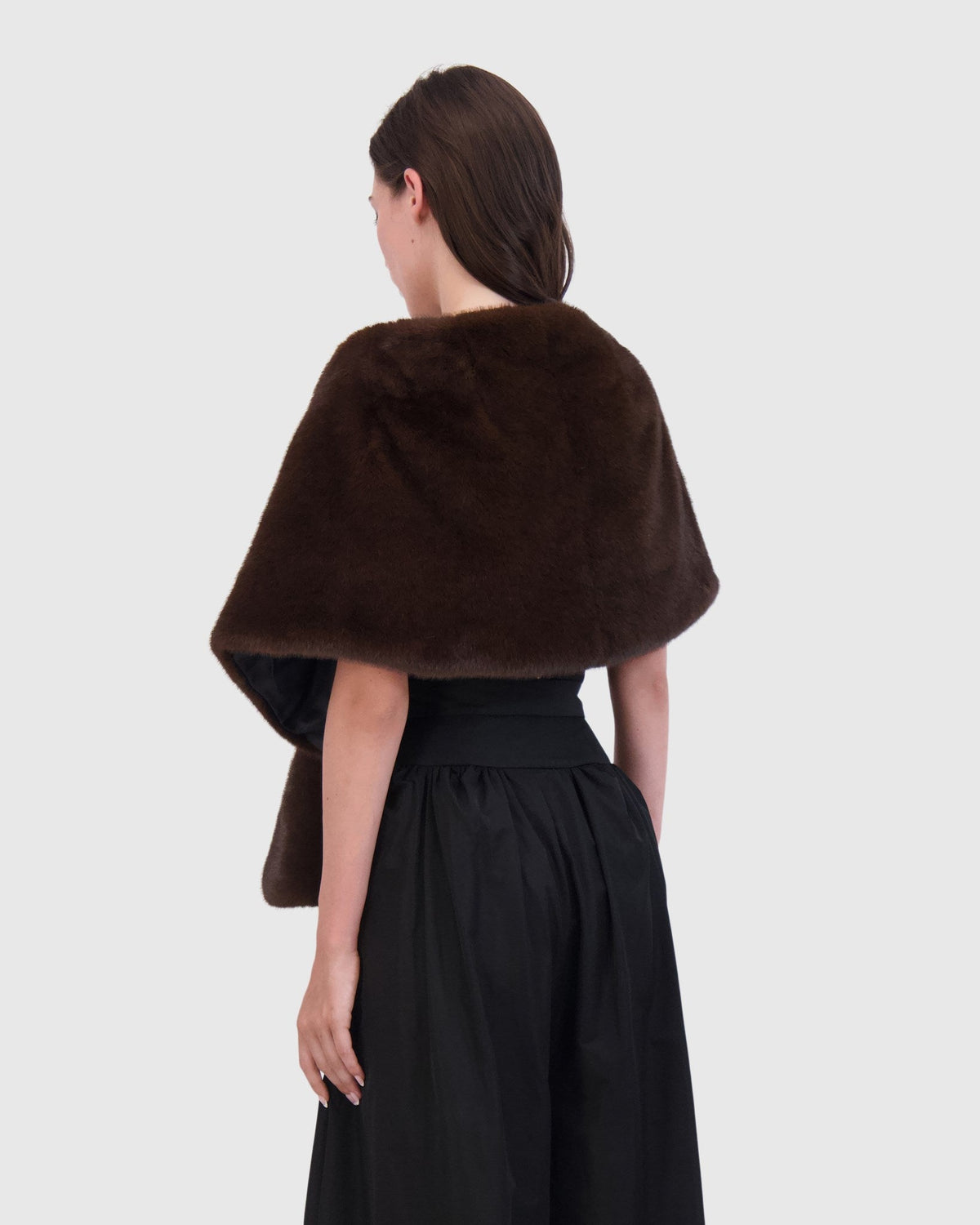 FUR-FREE MINK (FAUX FUR) STOLE - BROWN