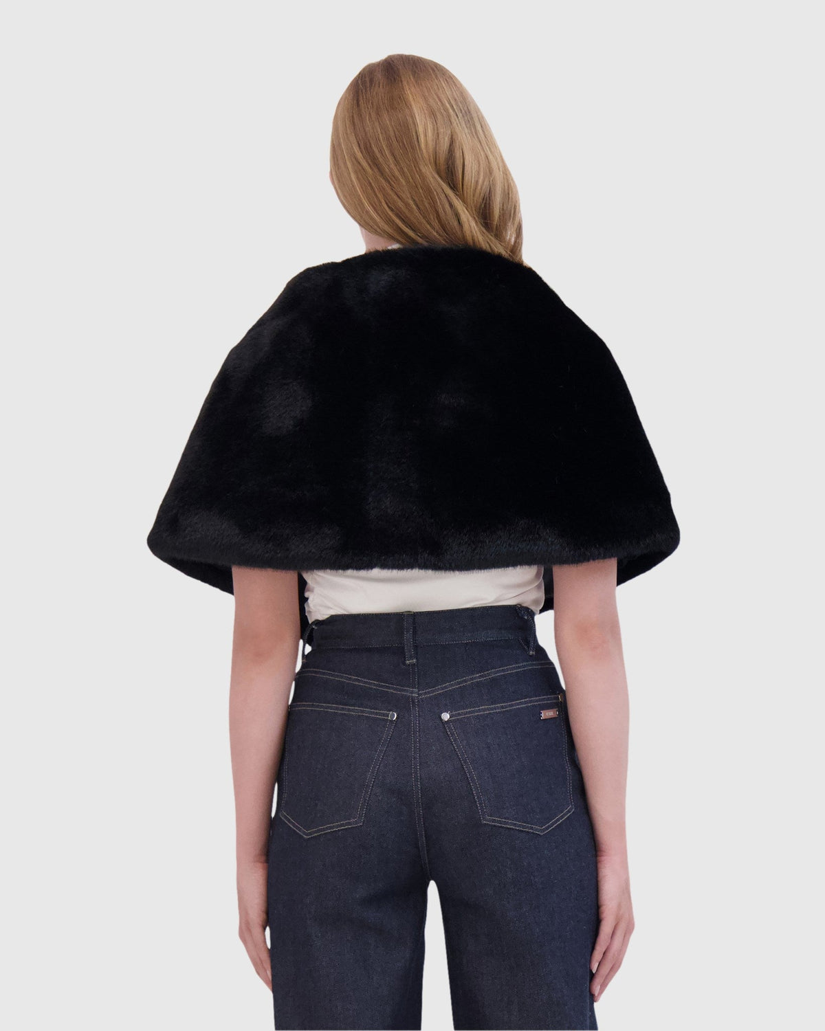 FUR-FREE MINK (FAUX FUR) STOLE - BLACK