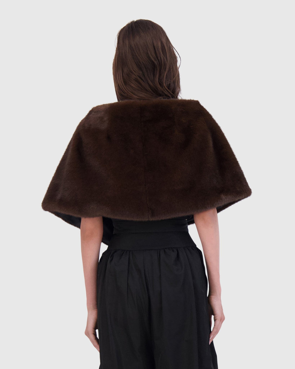 FUR-FREE MINK (FAUX FUR) STOLE - BROWN