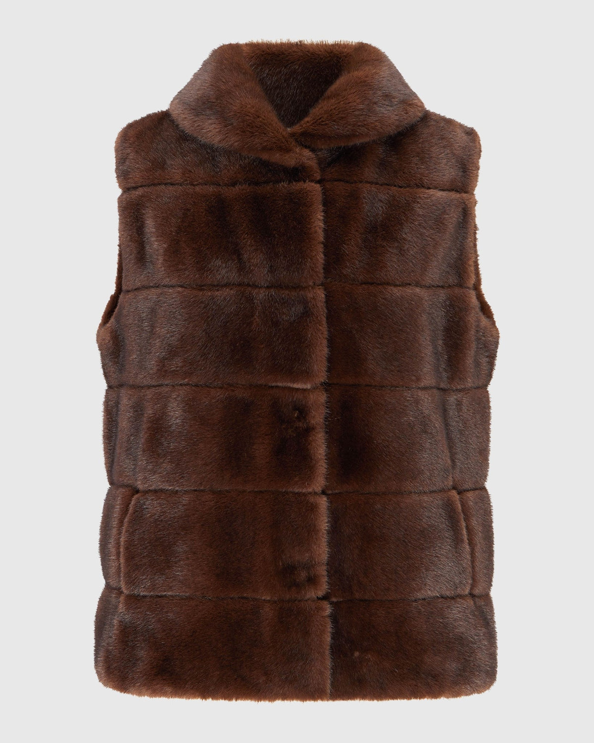 FUR-FREE MINK (FAUX FUR) VEST - BROWN