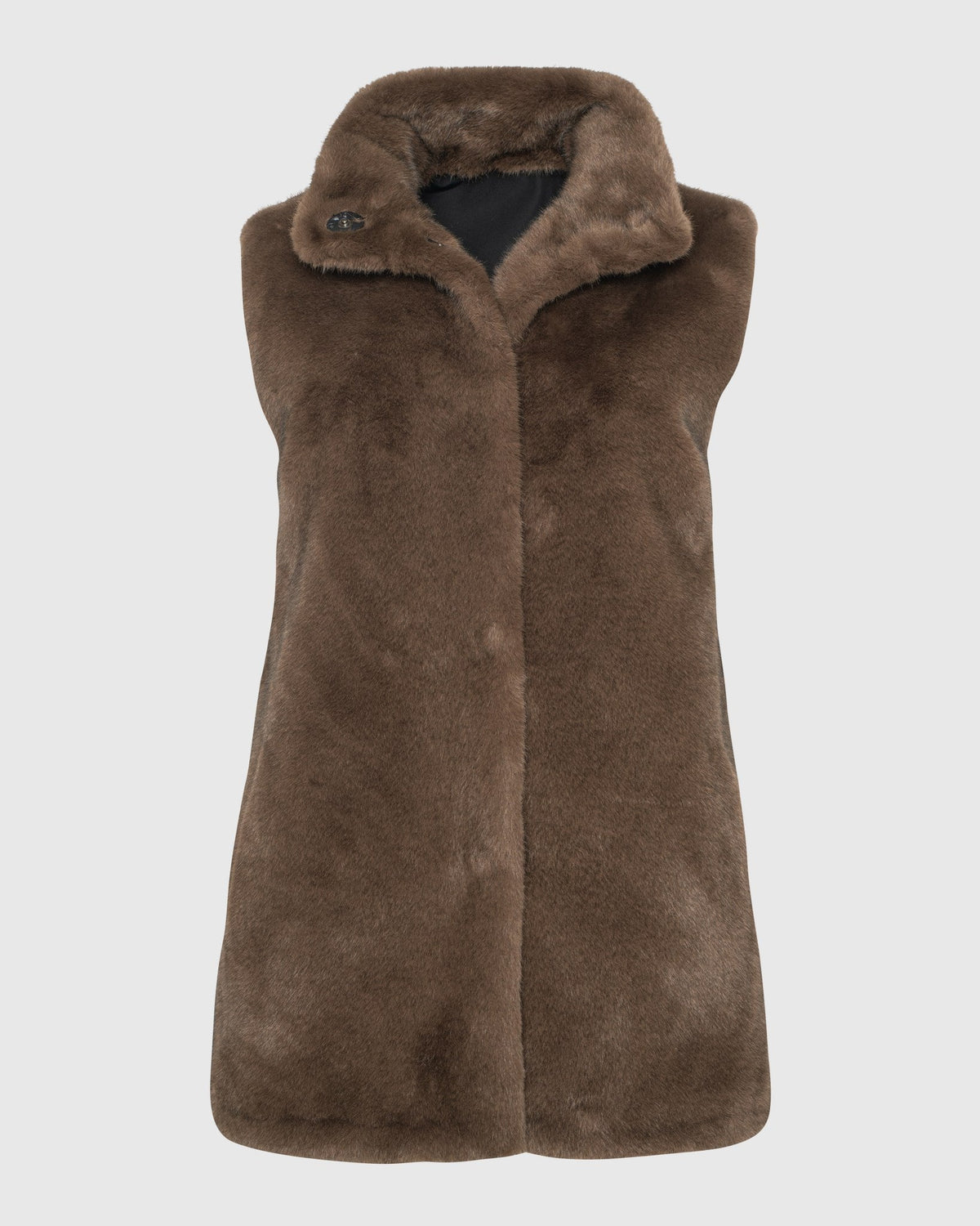 FUR-FREE MINK (PL) VEST REVERSIBLE TO TAFFETA - BROWN/BLACK