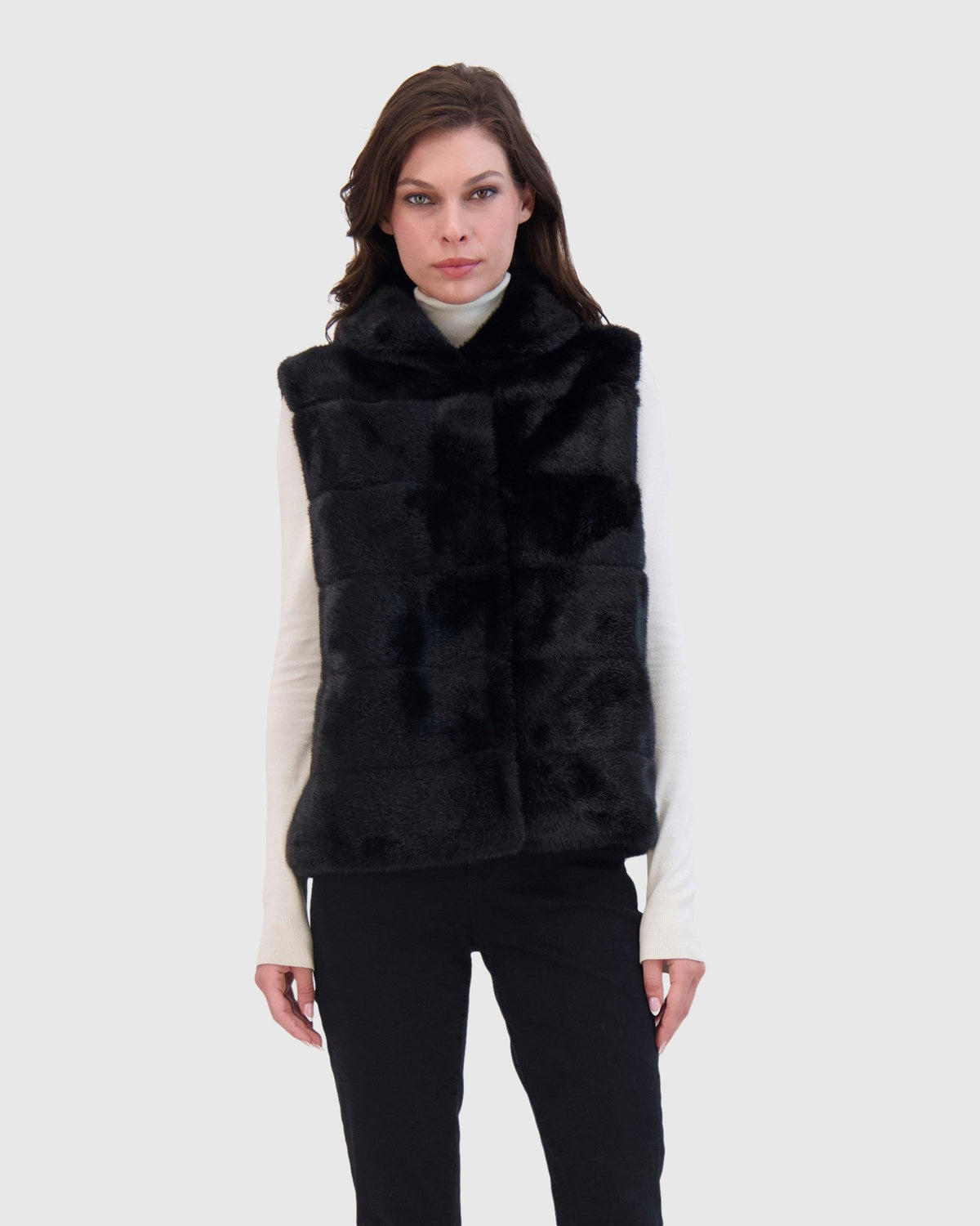 FUR-FREE MINK (FAUX FUR) VEST - BLACK