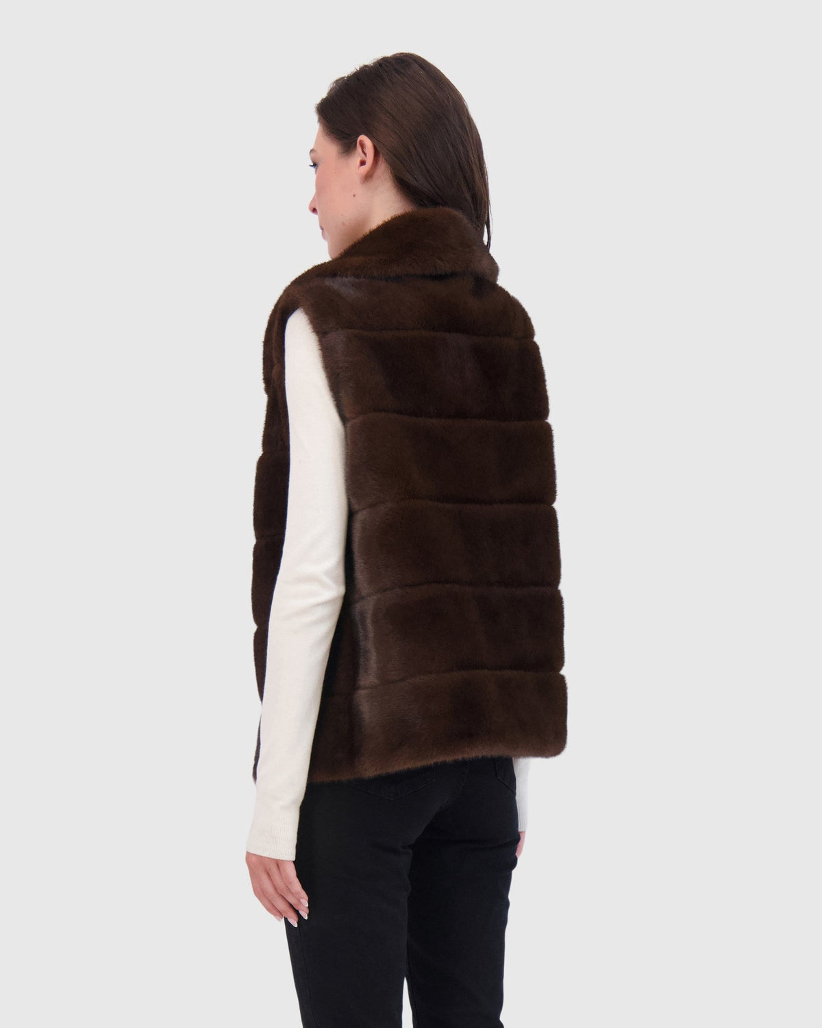FUR-FREE MINK (FAUX FUR) VEST - BROWN