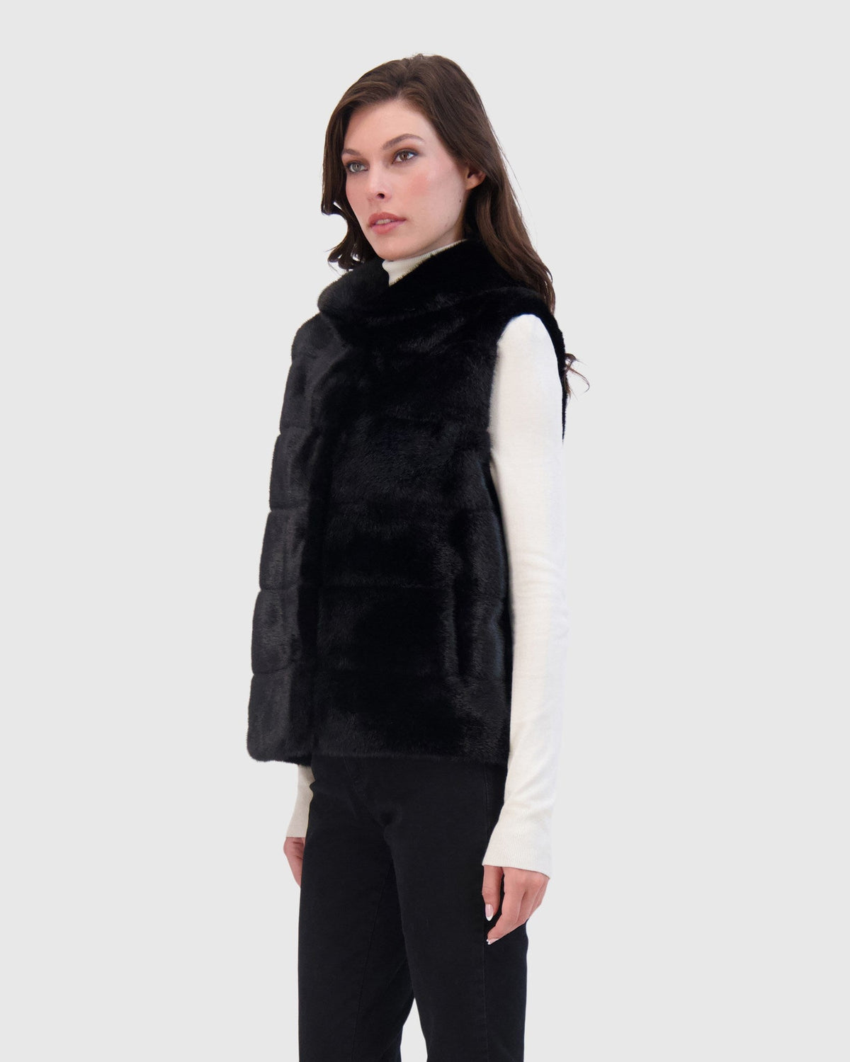 FUR-FREE MINK (FAUX FUR) VEST - BLACK
