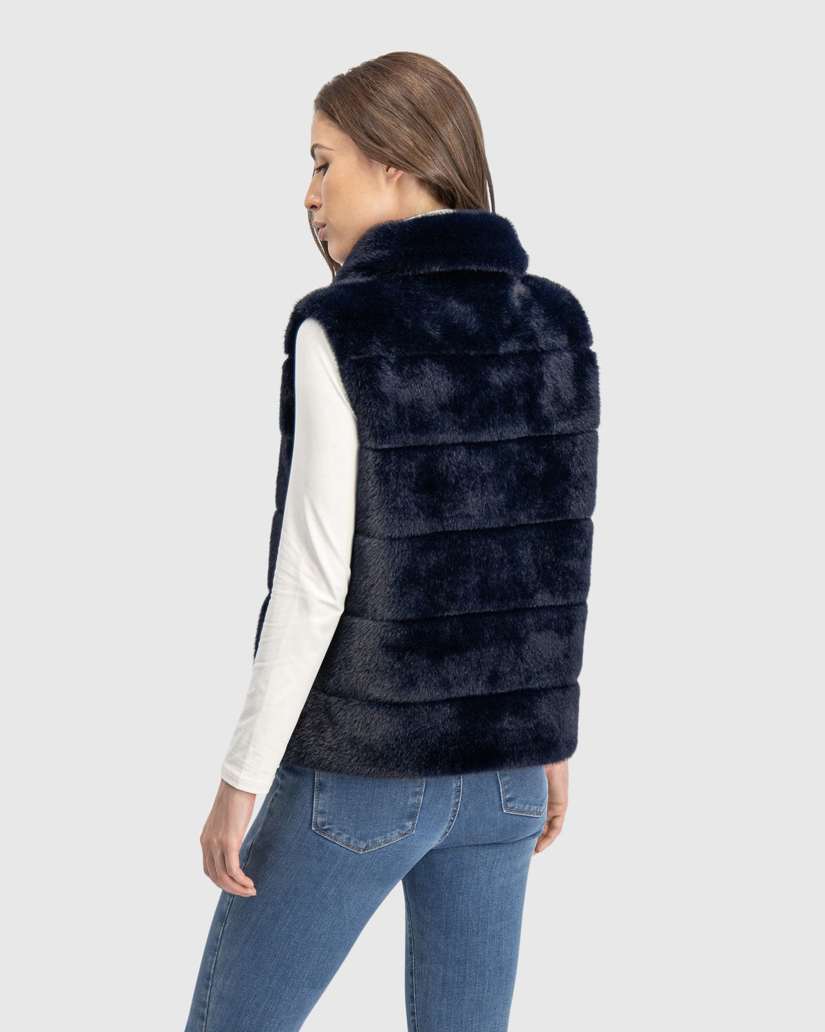 FUR-FREE MINK (FAUX FUR) VEST - NAVY