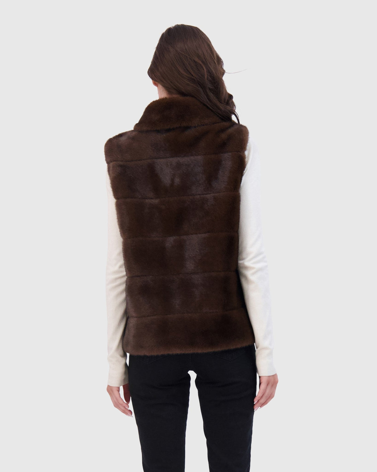 FUR-FREE MINK (FAUX FUR) VEST - BROWN