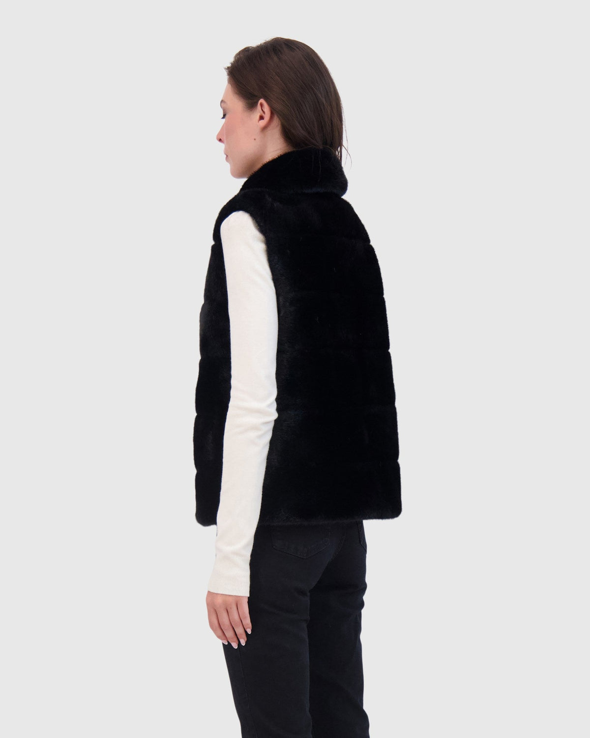 FUR-FREE MINK (FAUX FUR) VEST - BLACK