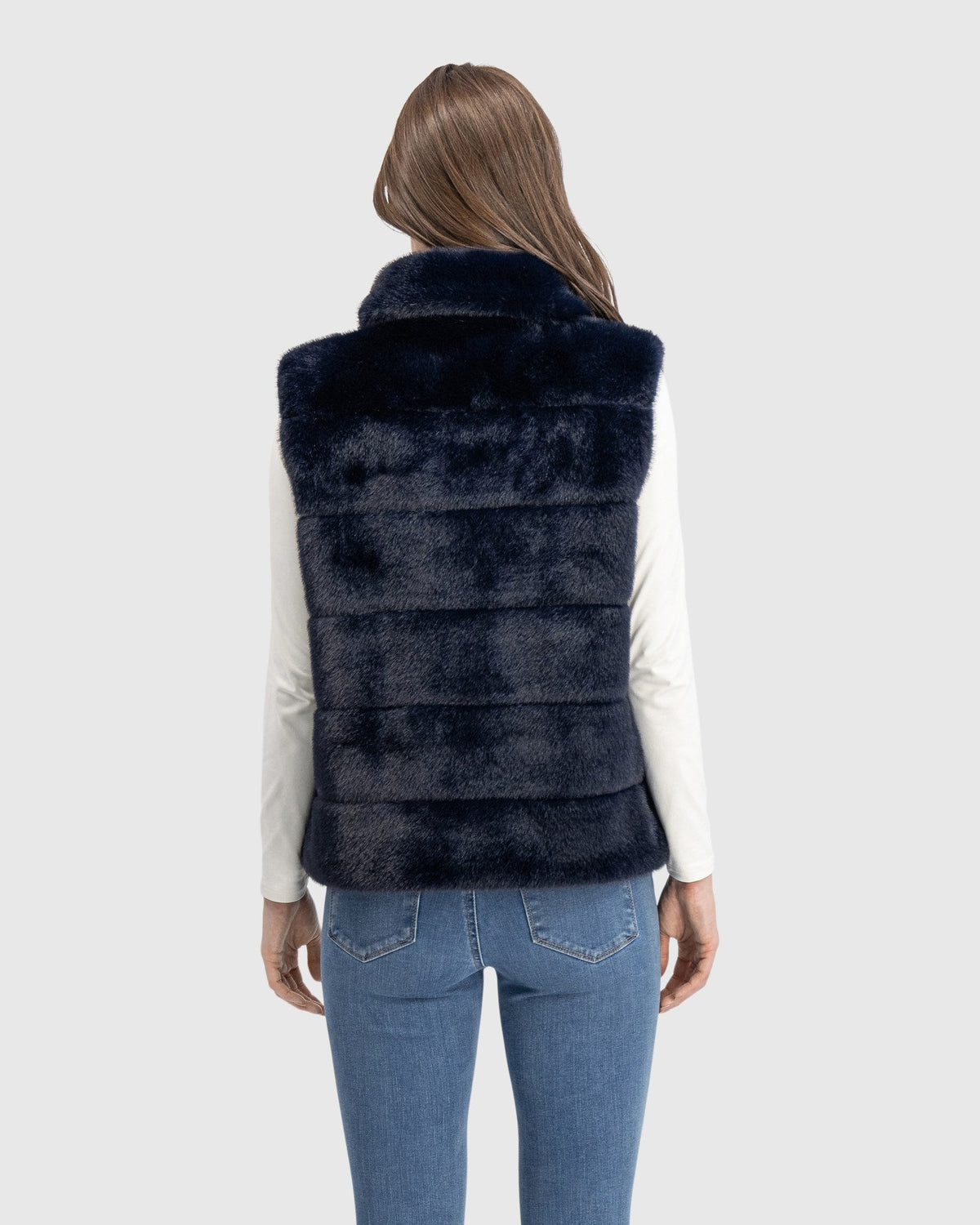 FUR-FREE MINK (FAUX FUR) VEST - NAVY