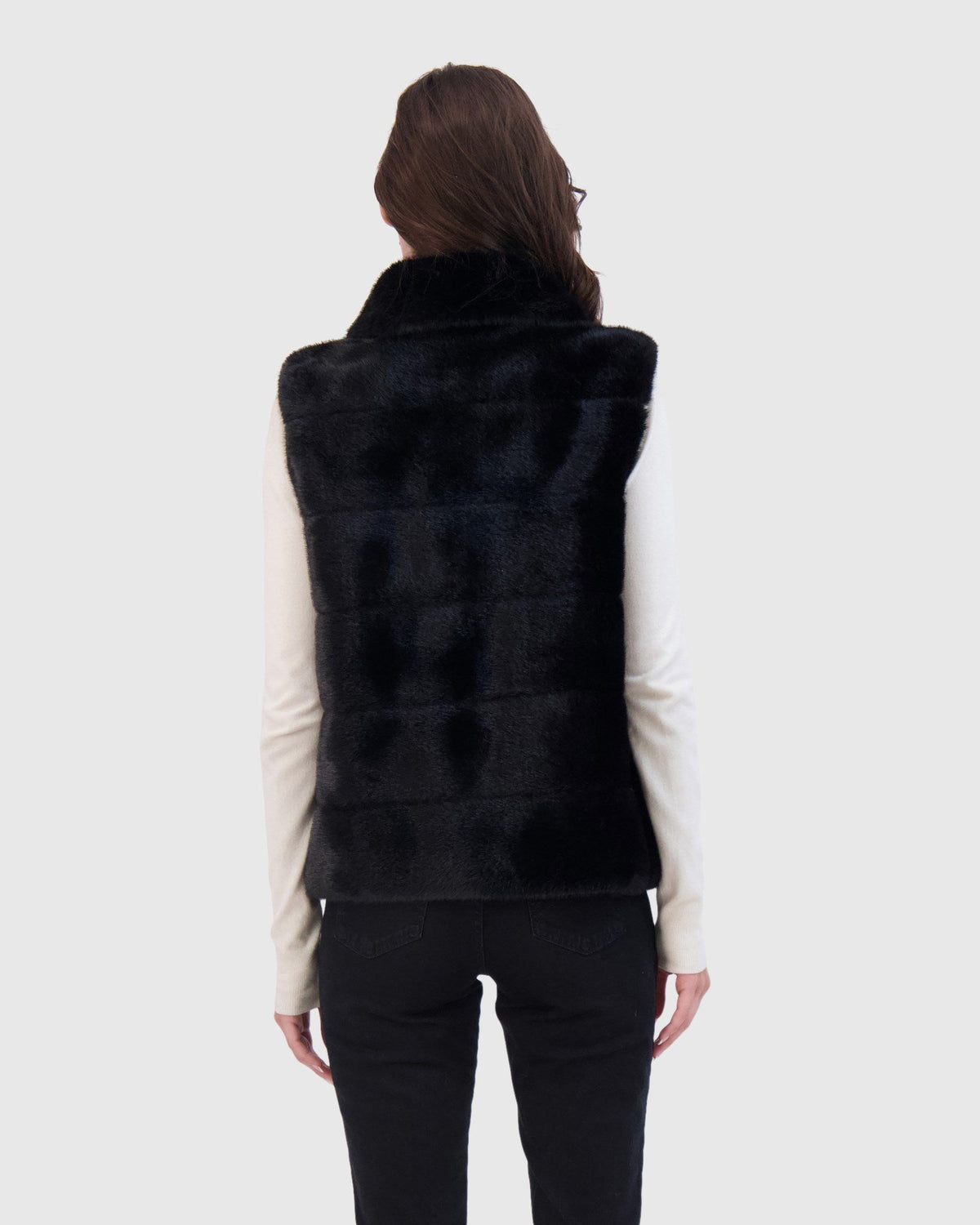 FUR-FREE MINK (FAUX FUR) VEST - BLACK