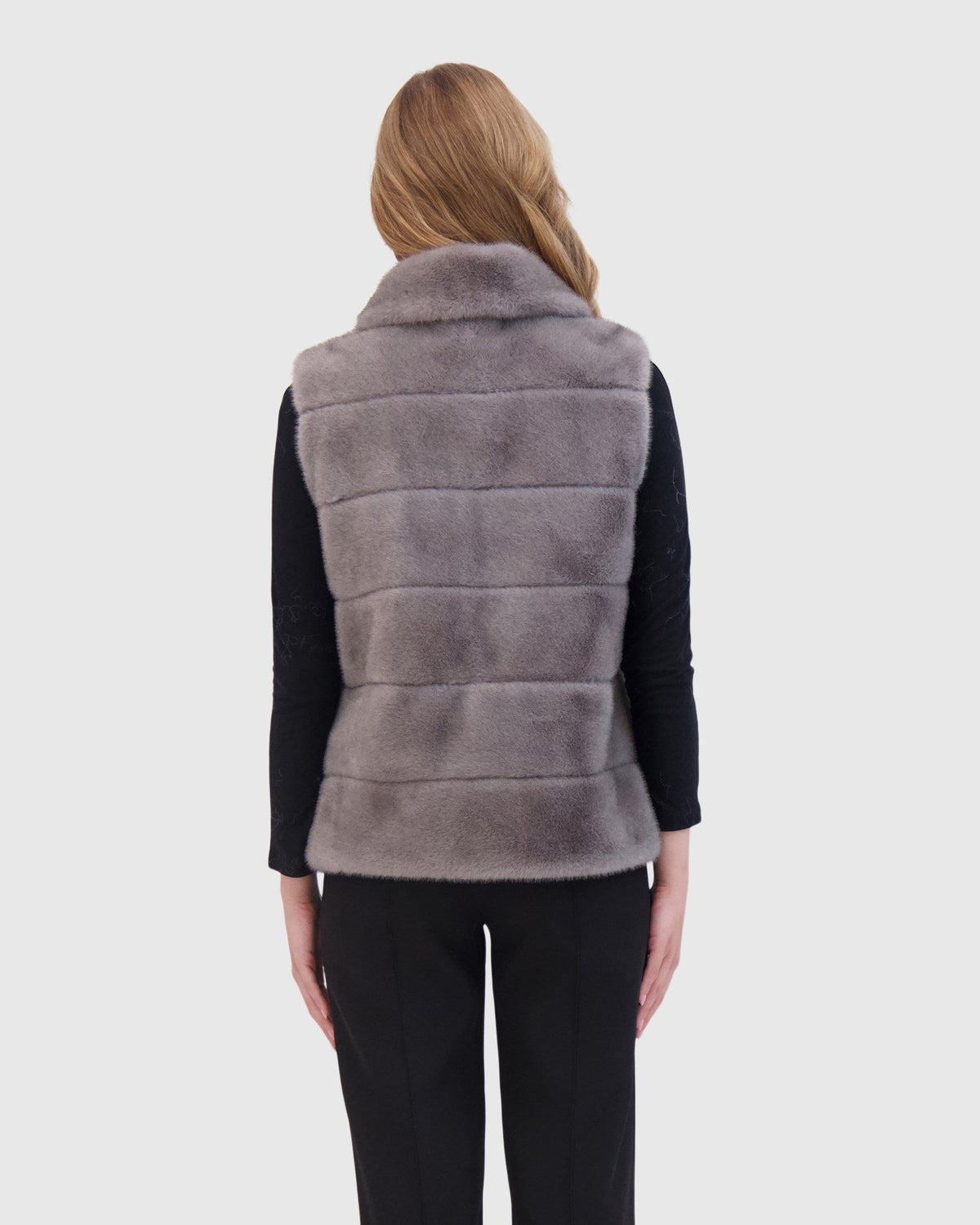 FUR-FREE MINK (FAUX FUR) VEST - DARK GRAY