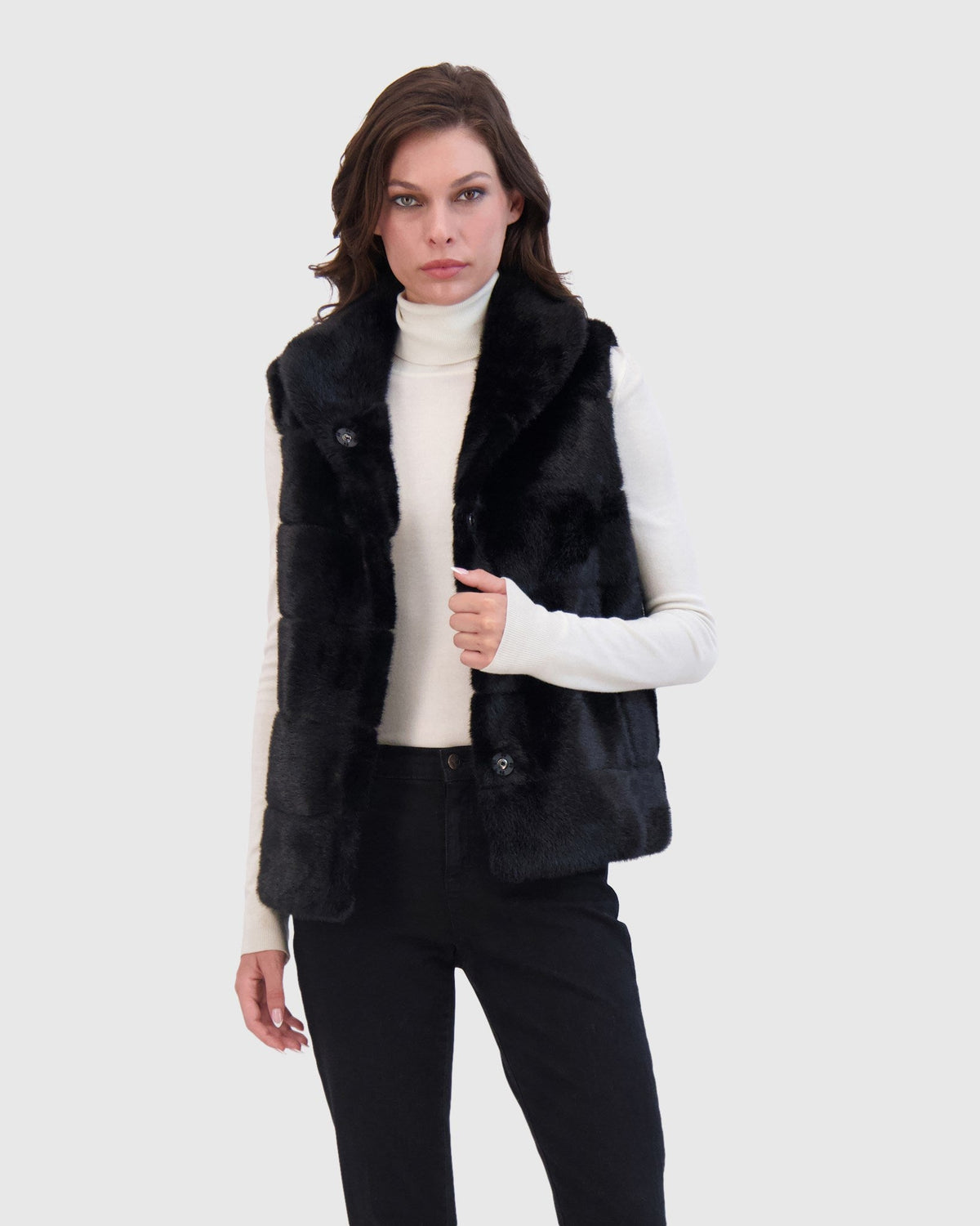 FUR-FREE MINK (FAUX FUR) VEST - BLACK
