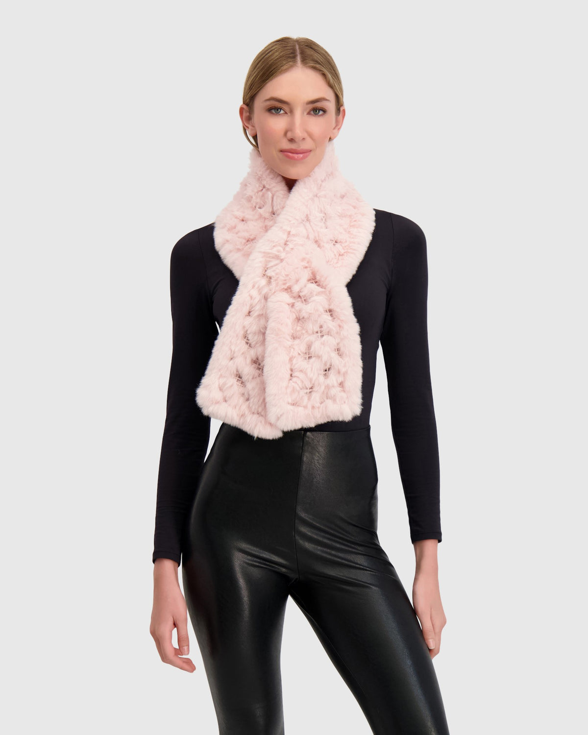 FUR-FREE REX RABBIT (FAUX FUR) KNIT PULL THROUGH SCARF