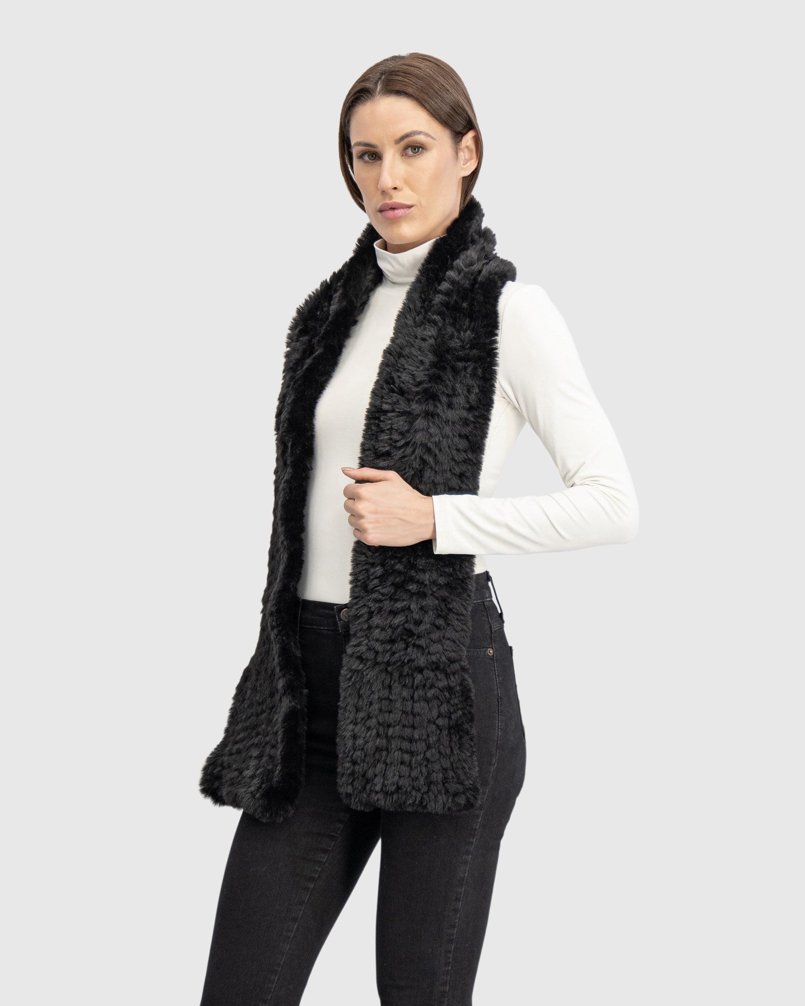 FUR-FREE REX RABBIT (FAUX FUR) KNIT SCARF