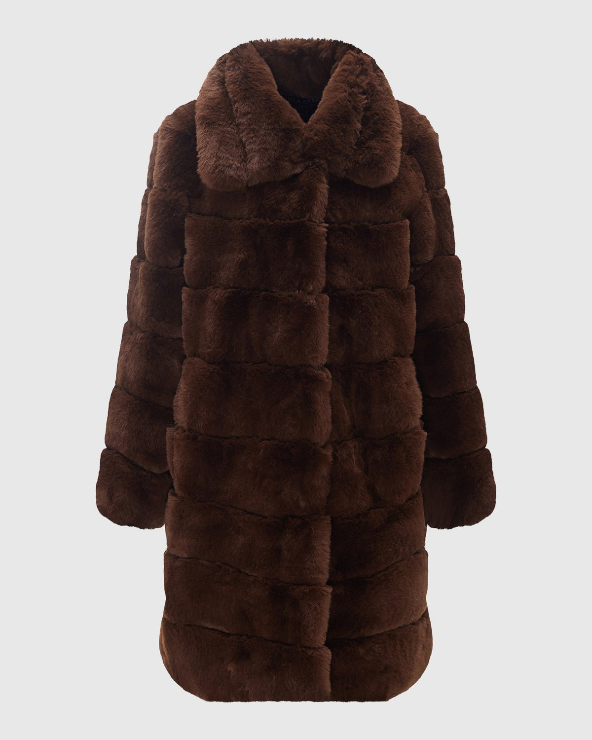 FUR-FREE REX RABBIT (FAUX FUR) SHORT COAT - DARK BROWN