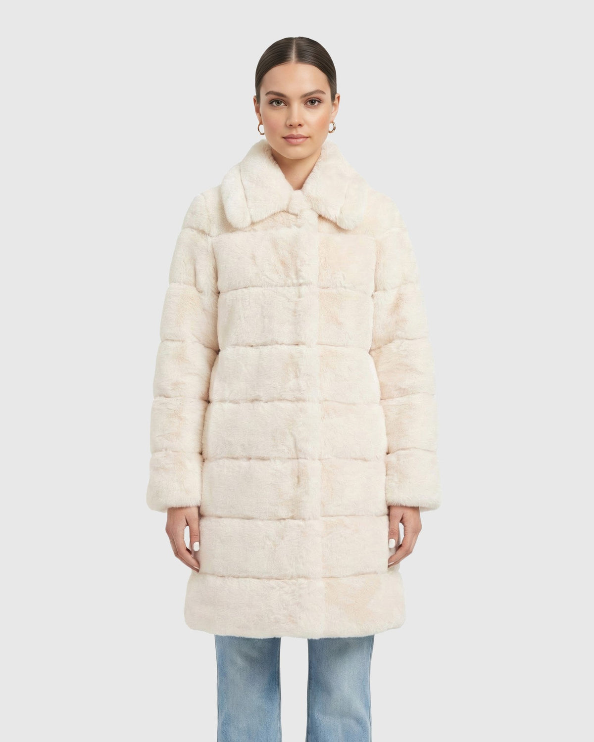 FUR-FREE REX RABBIT (FAUX FUR) SHORT COAT - IVORY