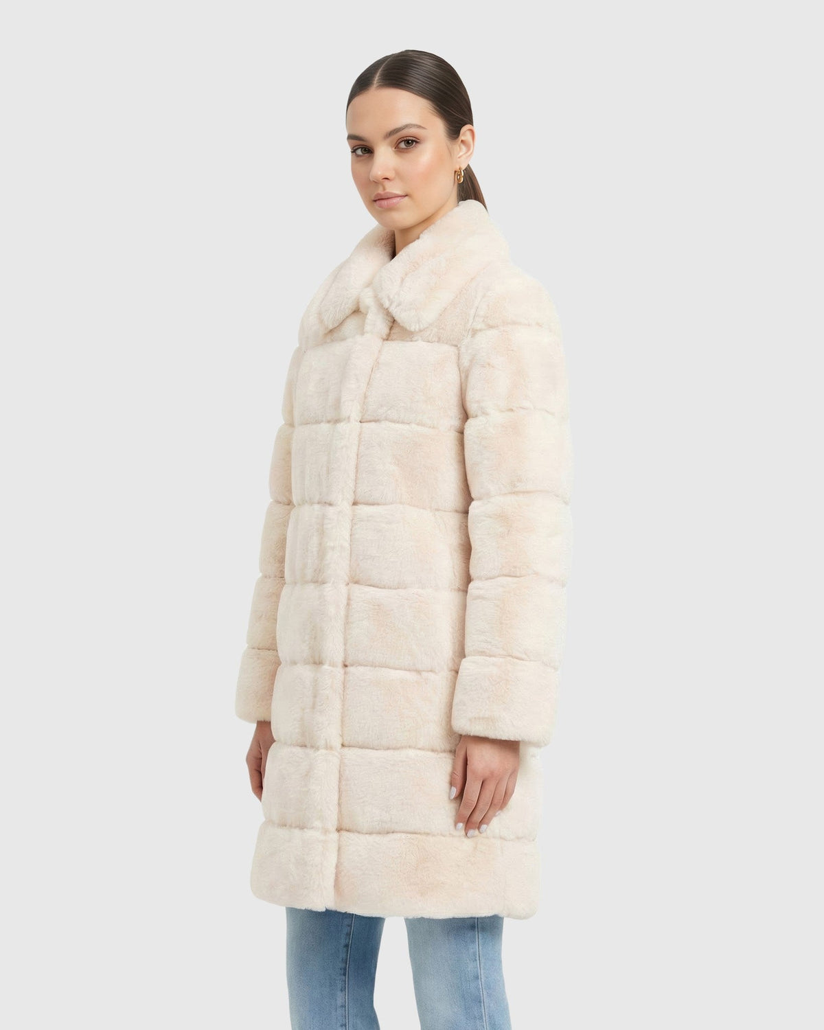 FUR-FREE REX RABBIT (FAUX FUR) SHORT COAT - IVORY