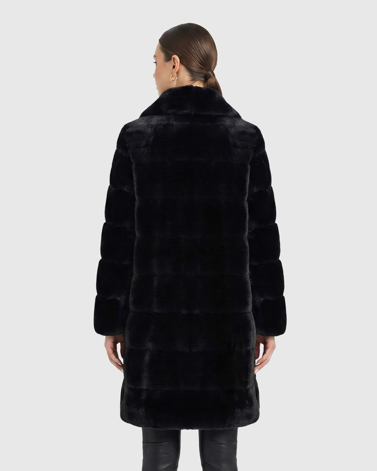 FUR-FREE REX RABBIT (FAUX FUR) SHORT COAT - BLACK