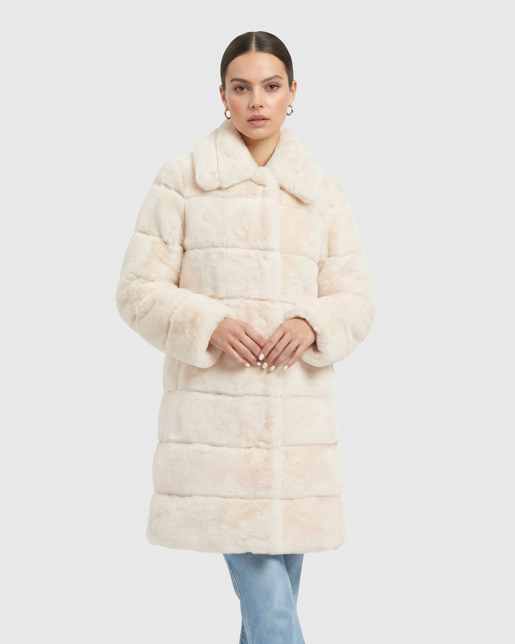 FUR-FREE REX RABBIT (FAUX FUR) SHORT COAT - IVORY