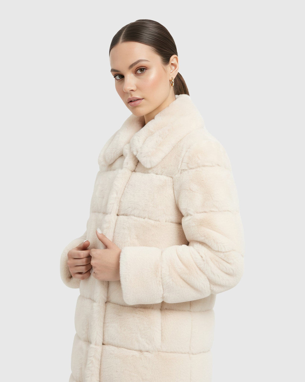 FUR-FREE REX RABBIT (FAUX FUR) SHORT COAT - IVORY