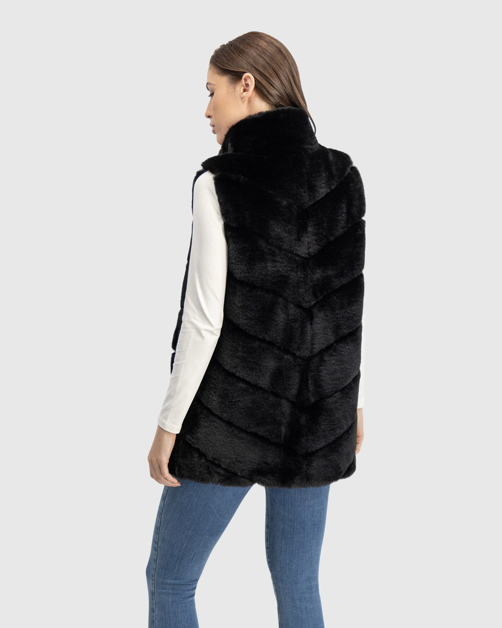 FUR-FREE REX RABBIT (FAUX FUR) VEST - BLACK