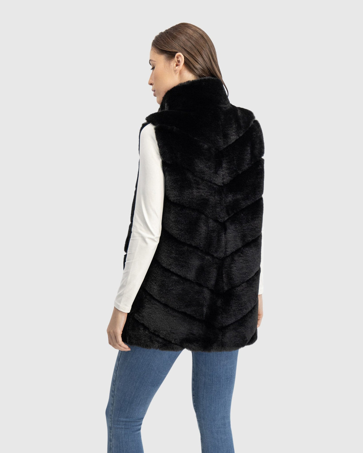 FUR-FREE REX RABBIT (FAUX FUR) VEST - BLACK