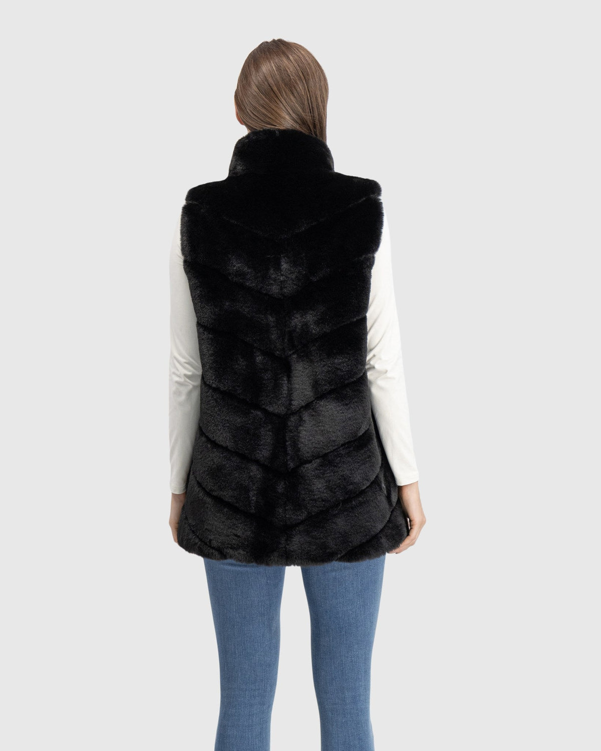 FUR-FREE REX RABBIT (FAUX FUR) VEST - BLACK