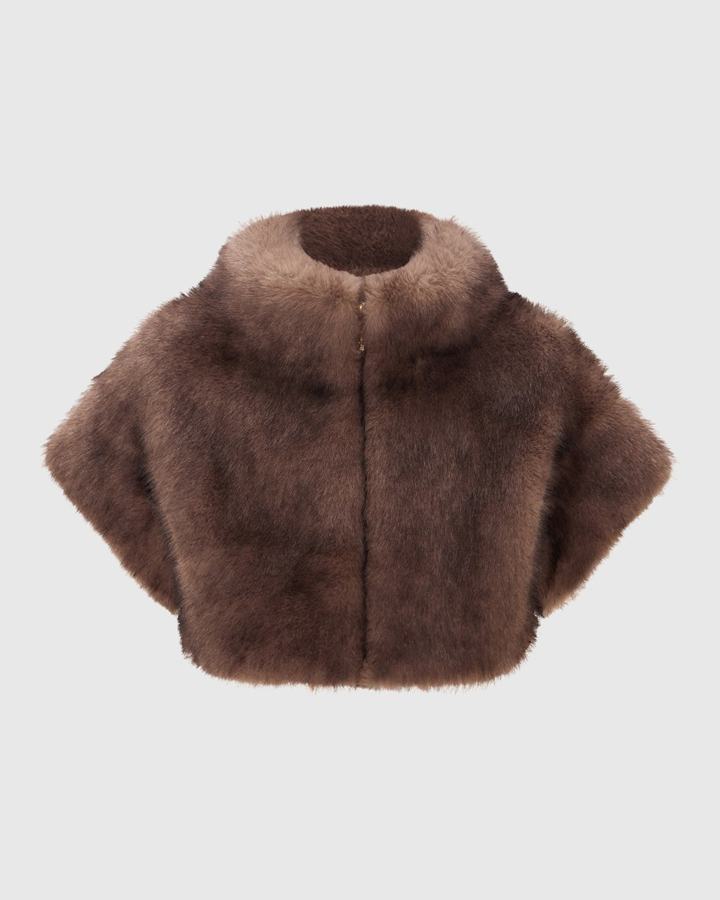 FUR-FREE SABLE (FAUX FUR) BOLERO, SHORT SLEEVES - BROWN