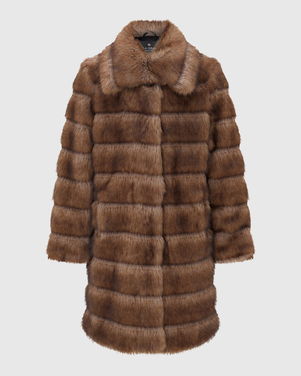 FUR-FREE SABLE (FAUX FUR) SHORT COAT - BROWN
