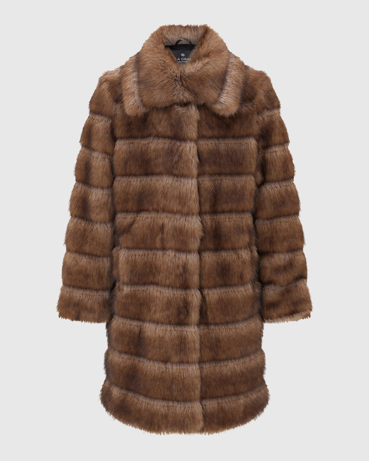 FUR-FREE SABLE (FAUX FUR) SHORT COAT - BROWN