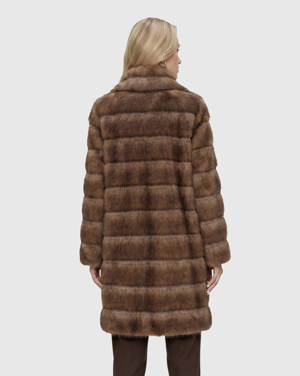 FUR-FREE SABLE (FAUX FUR) SHORT COAT - BROWN