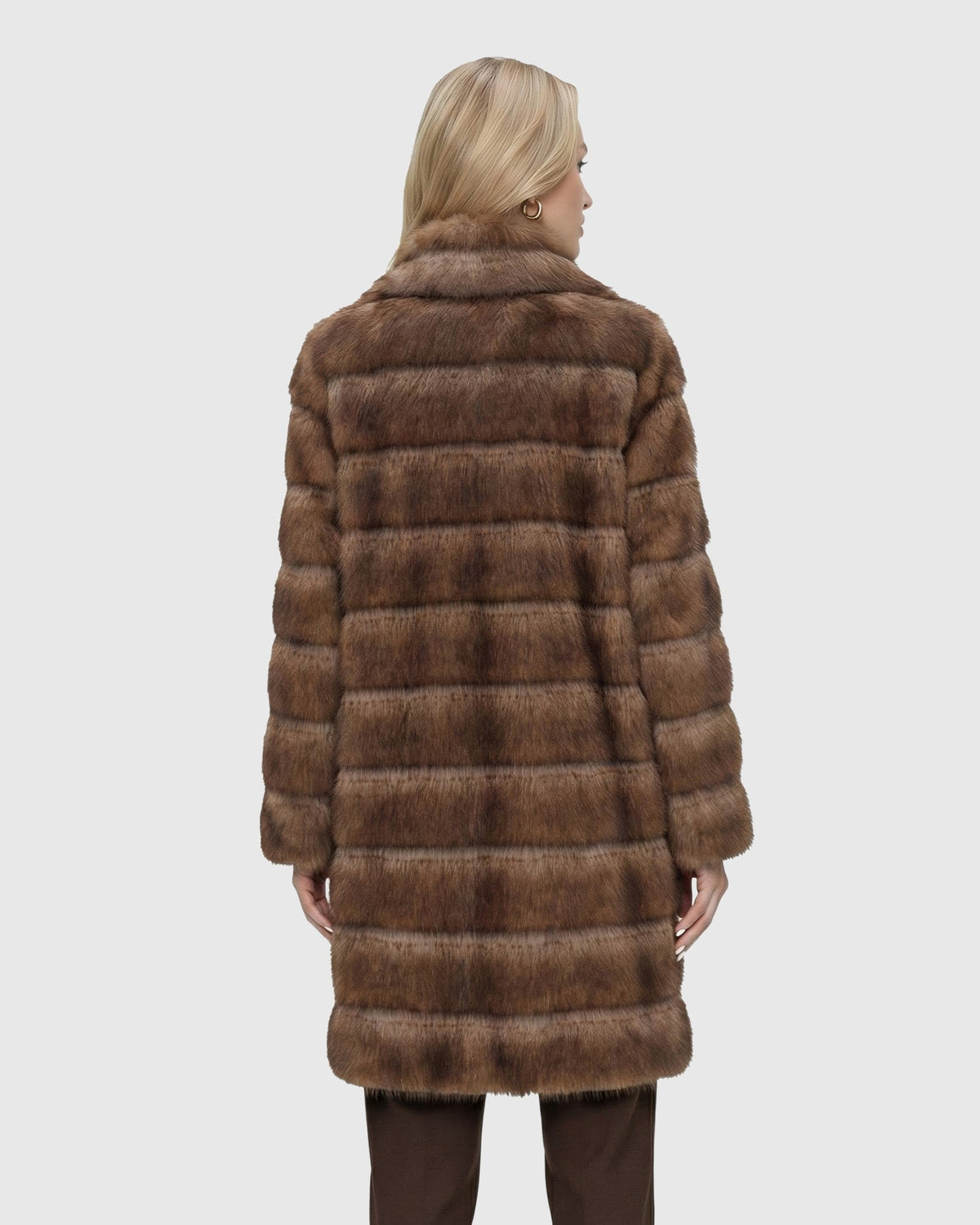 FUR-FREE SABLE (FAUX FUR) SHORT COAT - BROWN