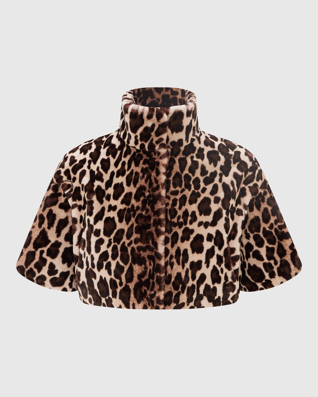FUR-FREE SHEARED MINK (FAUX FUR) BOLERO, SHORT SLEEVES - BROWN LPRD