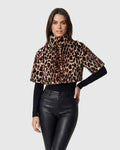 FUR-FREE SHEARED MINK (FAUX FUR) BOLERO, SHORT SLEEVES - BROWN LPRD