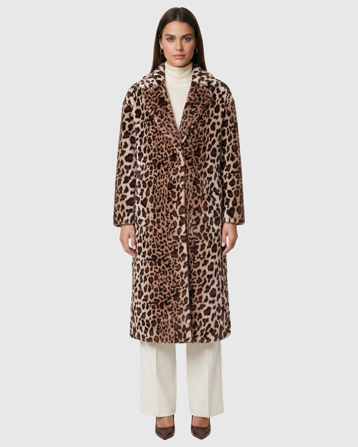 FUR-FREE SHEARED MINK (FAUX FUR) COAT - BROWN LPRD