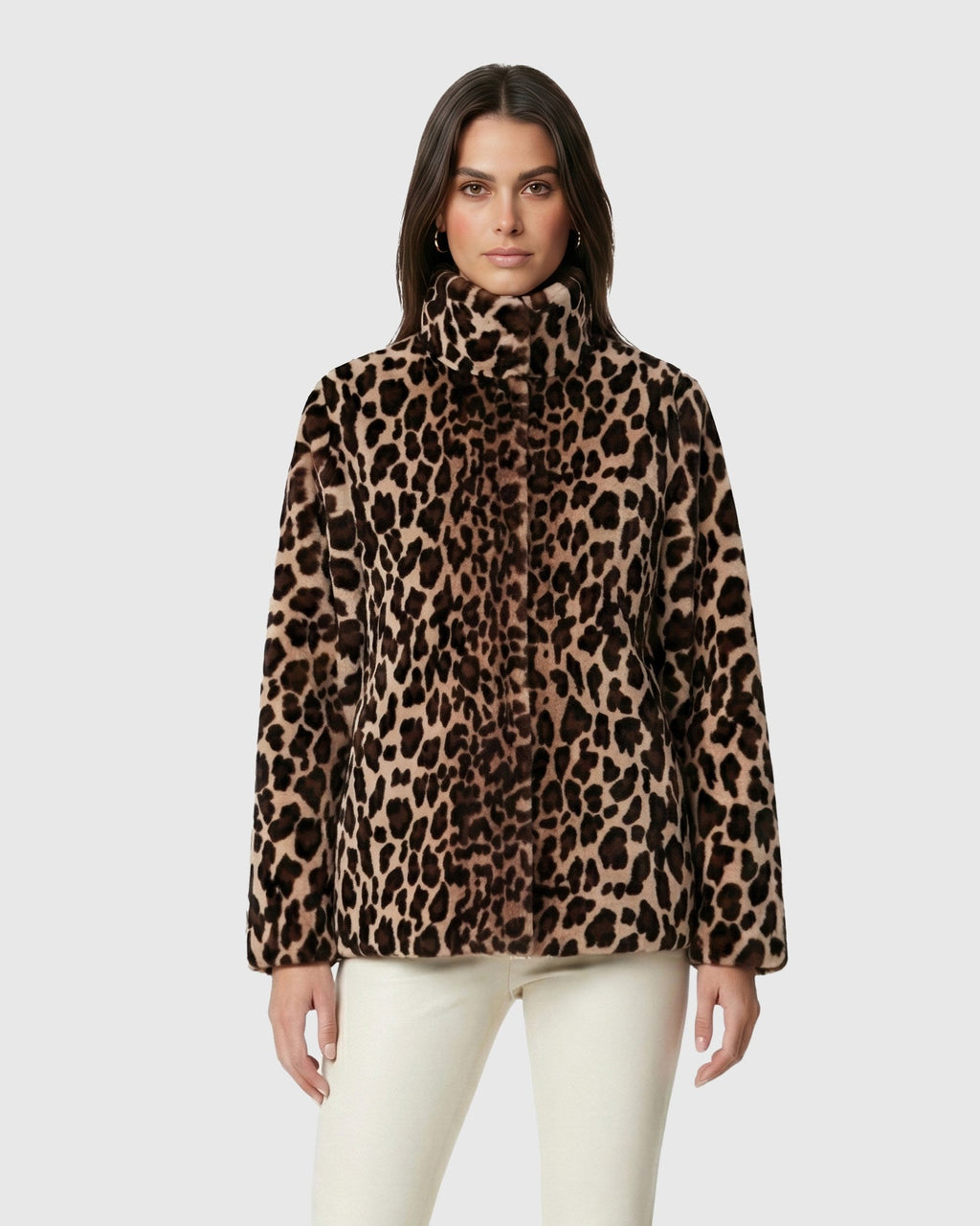 FUR-FREE SHEARED MINK (FAUX FUR) REVERSIBLE JACKET - BROWN LPRD/BLACK