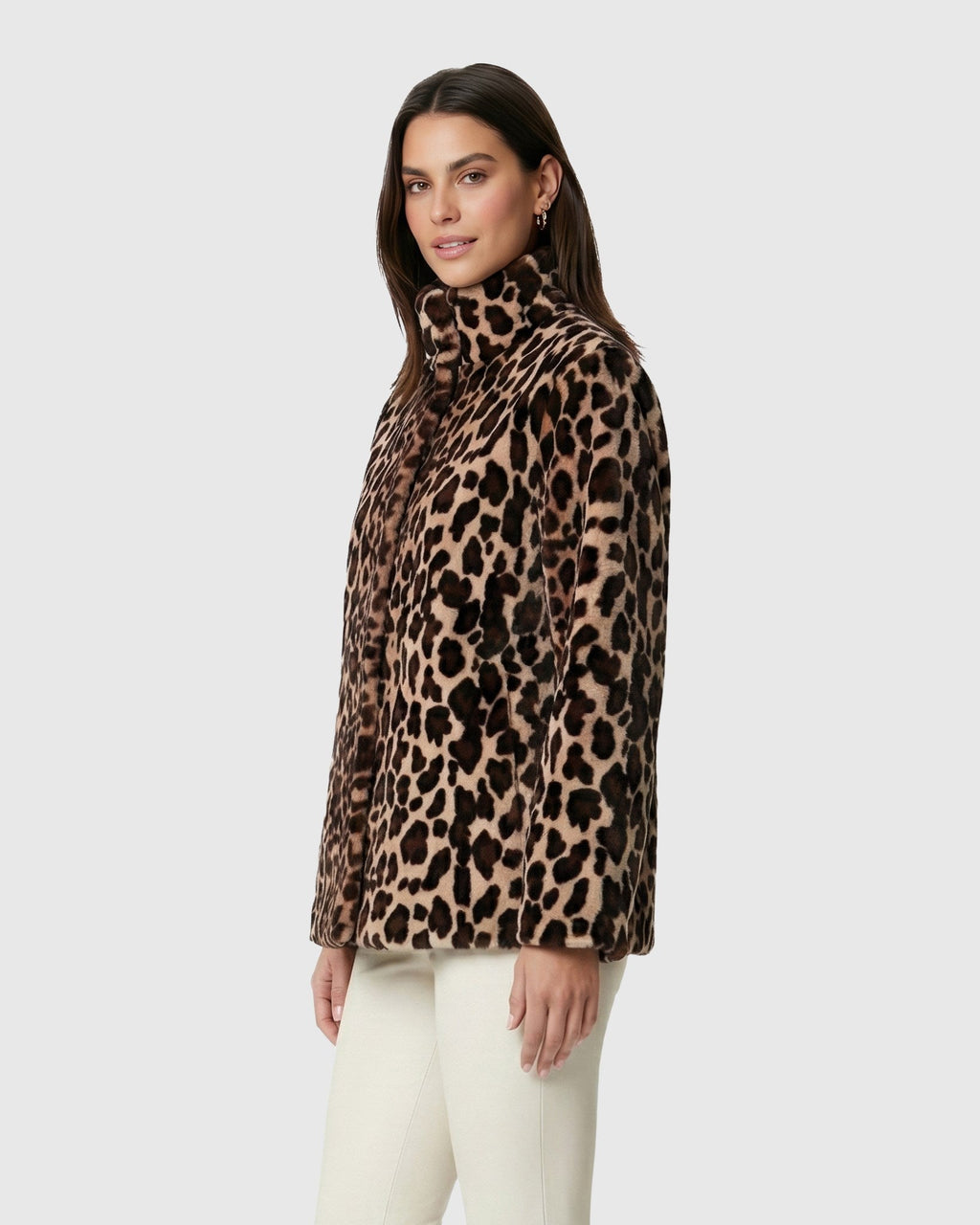 FUR-FREE SHEARED MINK (FAUX FUR) REVERSIBLE JACKET - BROWN LPRD/BLACK