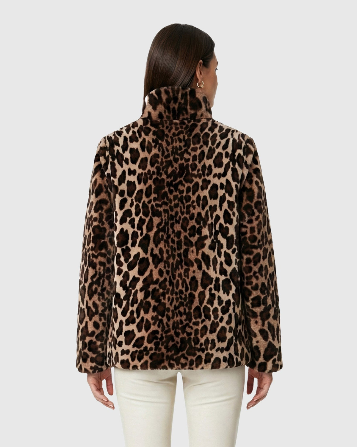 FUR-FREE SHEARED MINK (FAUX FUR) REVERSIBLE JACKET - BROWN LPRD/BLACK