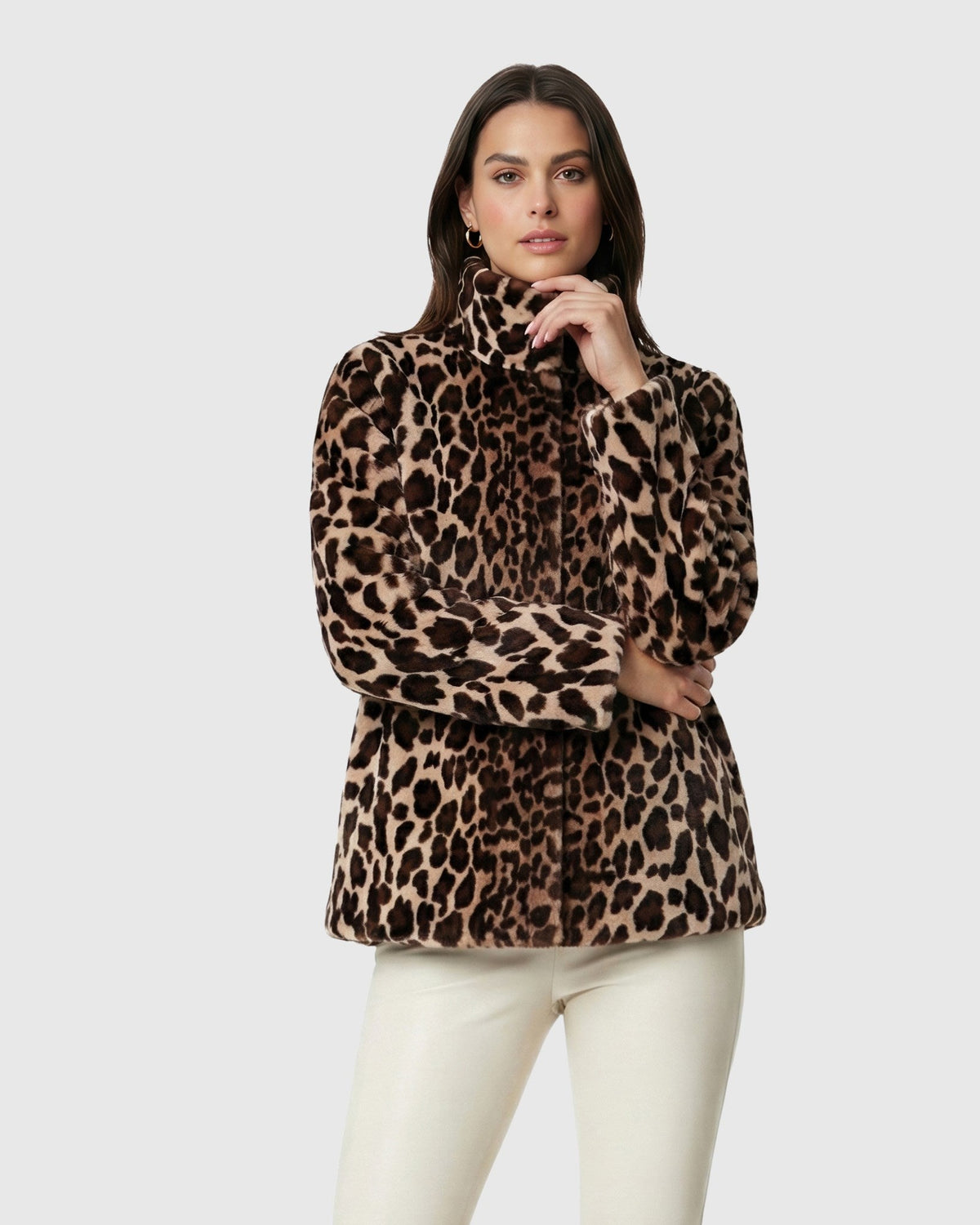 FUR-FREE SHEARED MINK (FAUX FUR) REVERSIBLE JACKET - BROWN LPRD/BLACK