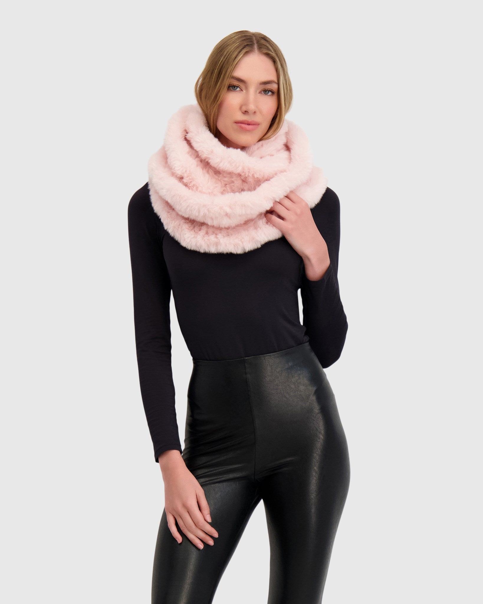KNIT FUR-FREE REX RABBIT (FAUX FUR) INFINITY SCARF