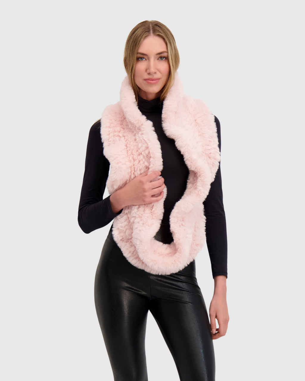KNIT FUR-FREE REX RABBIT (FAUX FUR) INFINITY SCARF