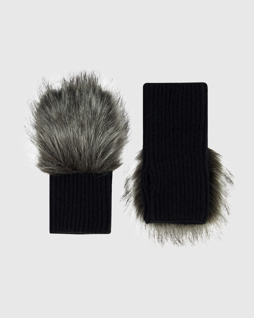 KNIT GLOVES WITH FUR-FREE FOX (FAUX FUR) TRIM