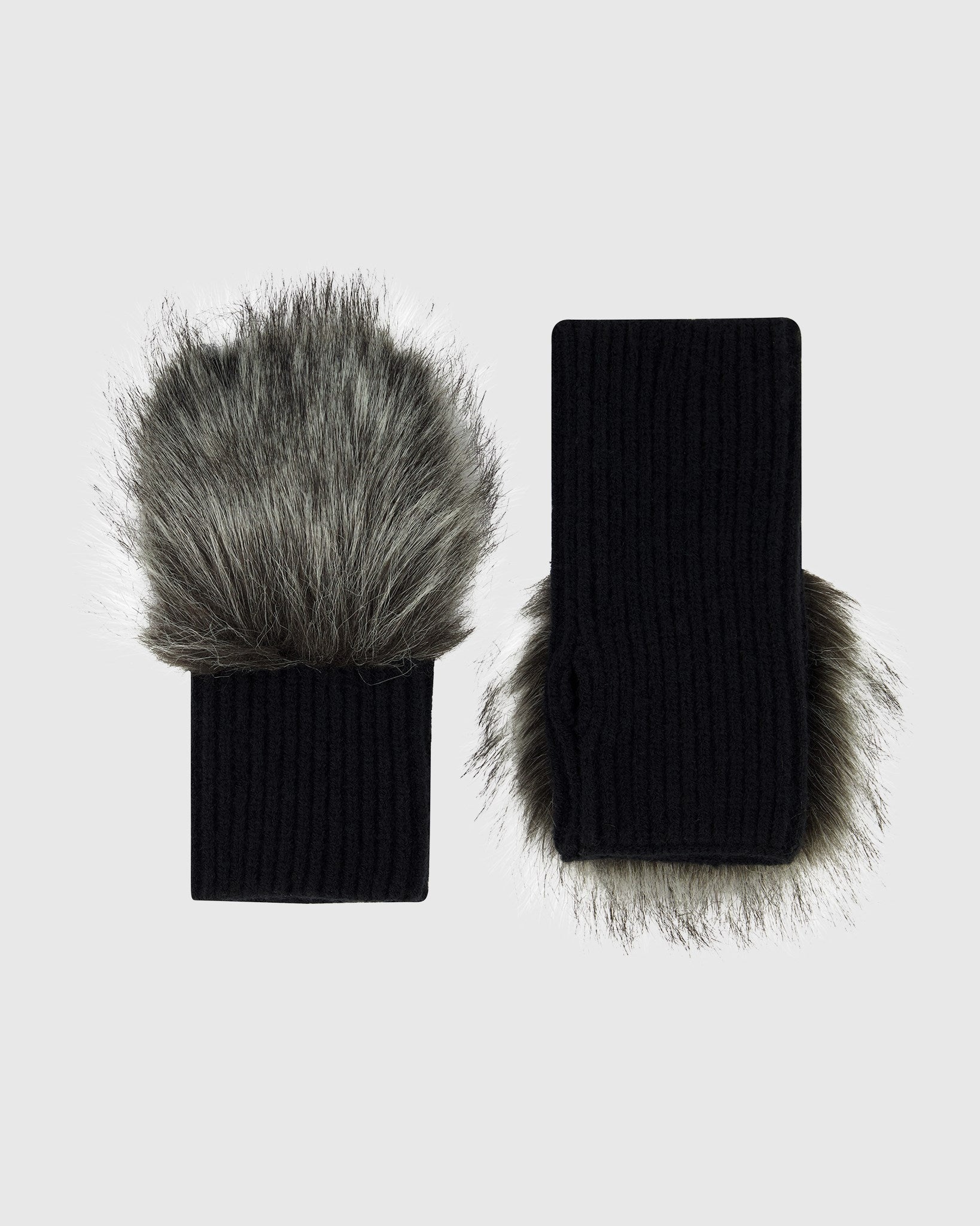 KNIT GLOVES WITH FUR-FREE FOX (FAUX FUR) TRIM