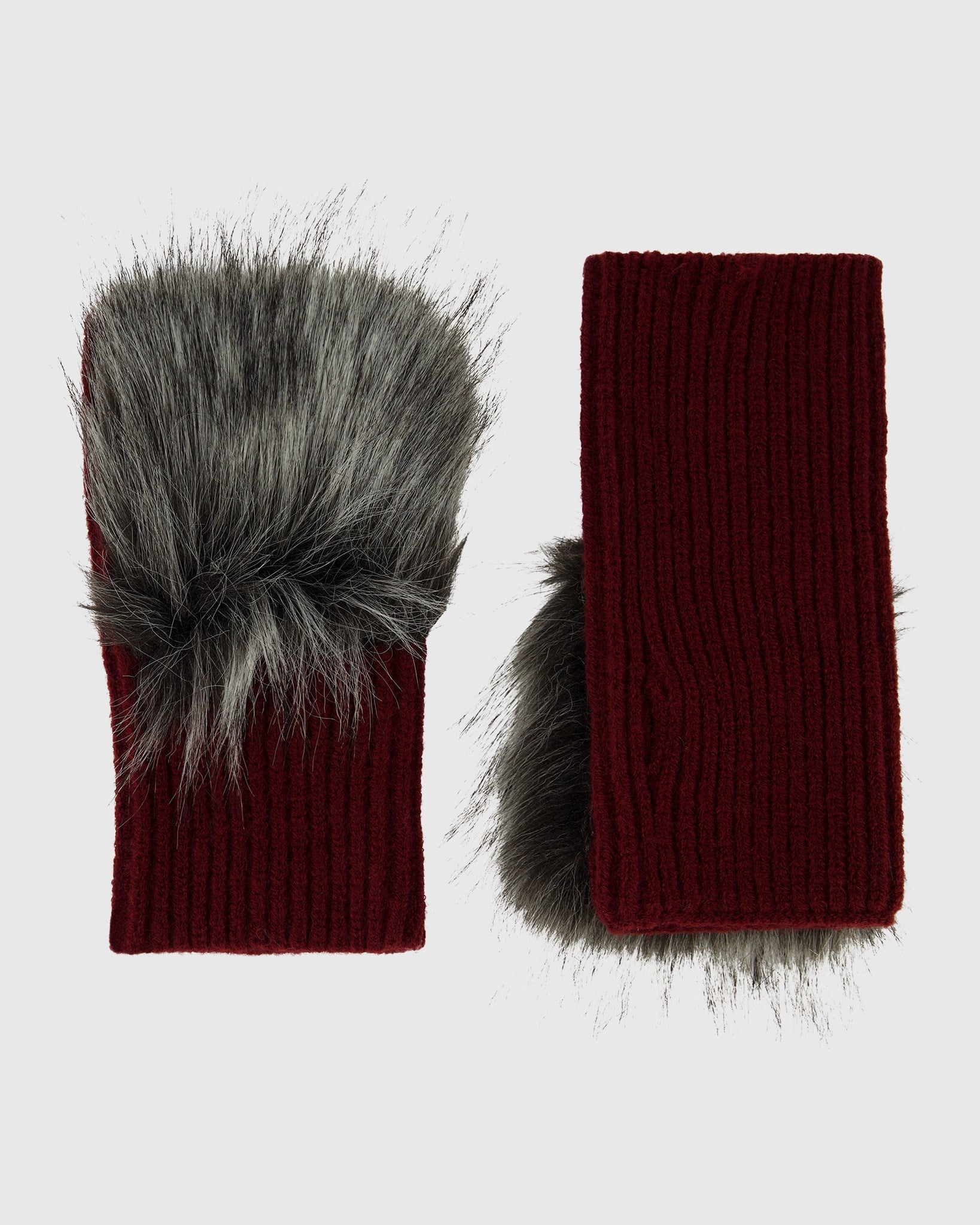 KNIT GLOVES WITH FUR-FREE FOX (FAUX FUR) TRIM