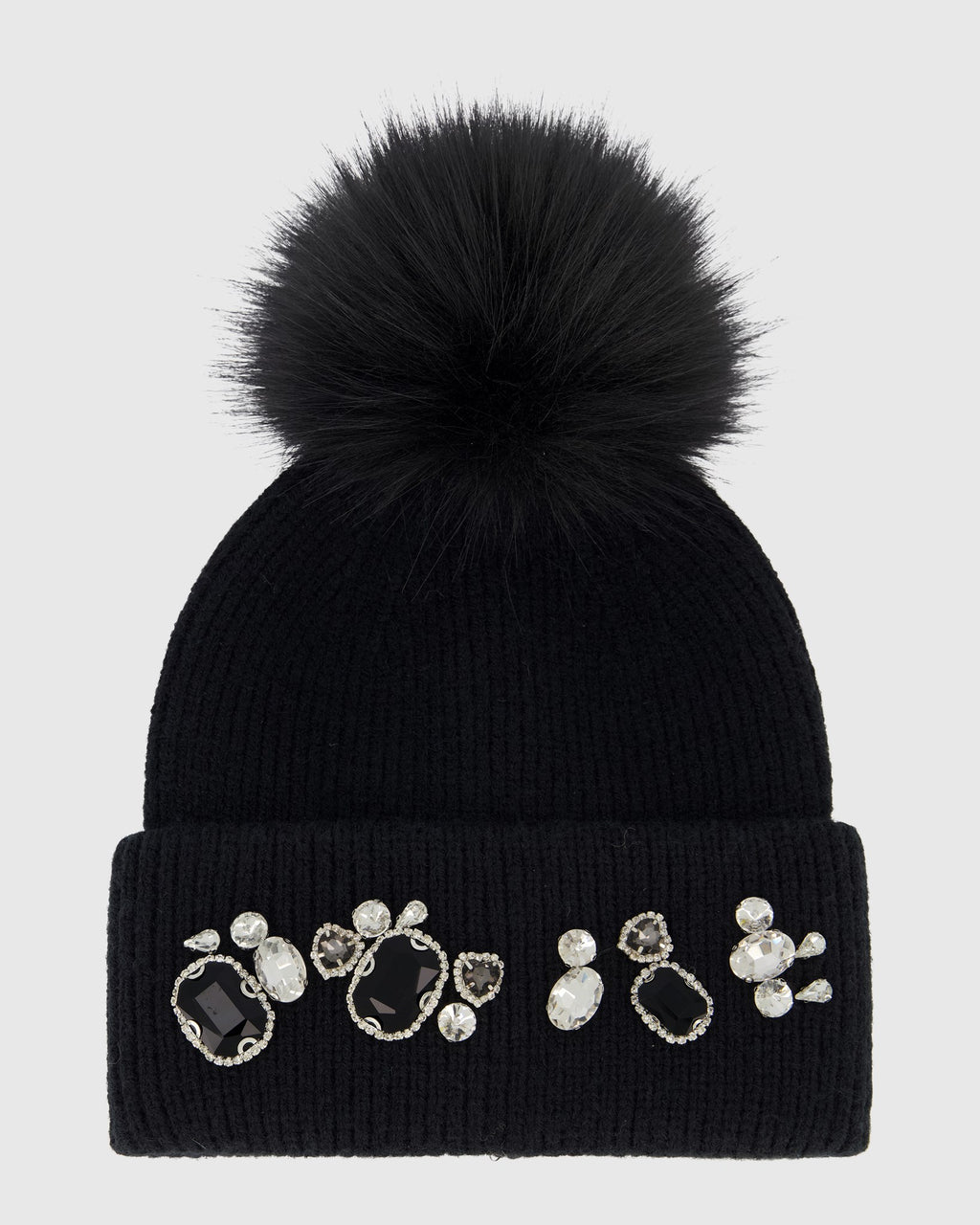 KNIT HAT WITH FUR-FREE FOX (FAUX FUR) POMPOM
