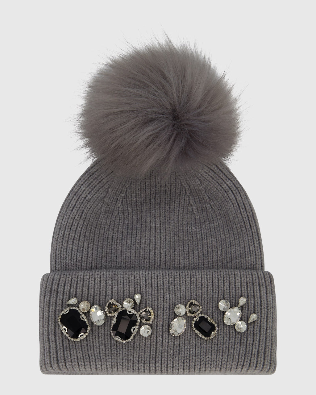 KNIT HAT WITH FUR-FREE FOX (FAUX FUR) POMPOM