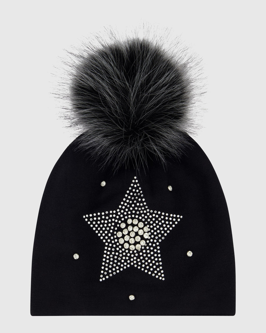 KNIT HAT WITH FUR-FREE FOX (FAUX FUR) POMPOM