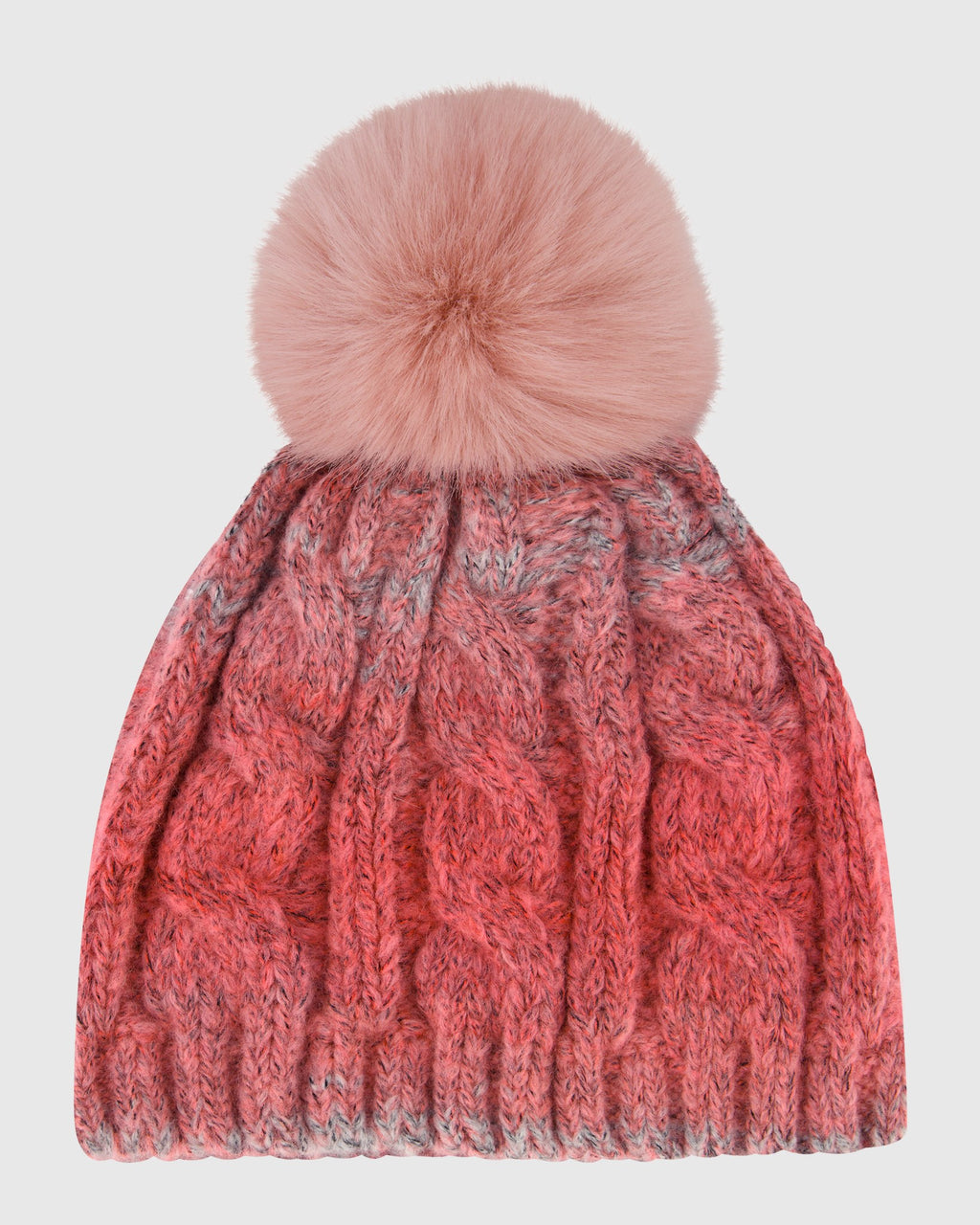 KNIT HAT WITH FUR-FREE FOX (FAUX FUR) POMPOM